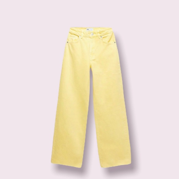 Zara Cropped Flare Yellow Jeans size 4 - Picture 3 of 7